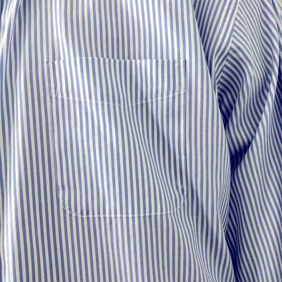 Merona men’s long sleeve blue white pin stripe dress shirt front pocket size XXL - Picture 5 of 6